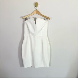 AQ/AQ White Strapless Sheath Mini Dress